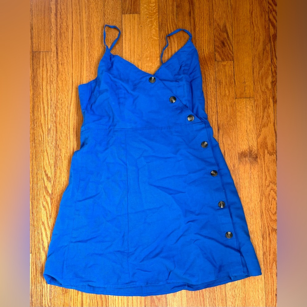 AEO Blue Buttoned Sundress with Stretch back and Adjustable straps Womens L